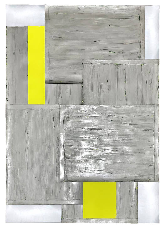 NSEO III, 2021. Mixed technique on metallic cardboard. 149 x 109 x 6 cm