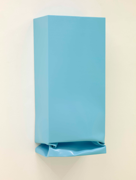 Throw IV (Light blue), 2014. Oil and acrylic on aluminium. 123 x 55 x35 cm
