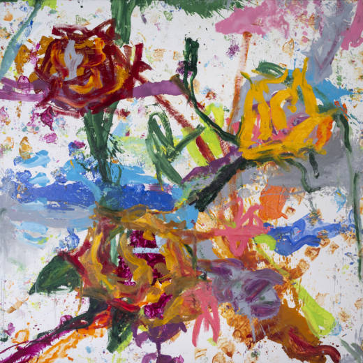 El eco y las flores, 2020. Óleo sobre lienzo, 300 x 300 cm