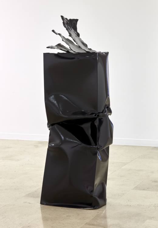 Triple Box Cut (Black), 2021. Oil on aluminum. 168 x 56 x 47 cm