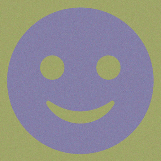 Blauer Smiley, Farbton, Zufall, 2023. C-Print digital. 100 x 100 cm. Ed. 1/3+1