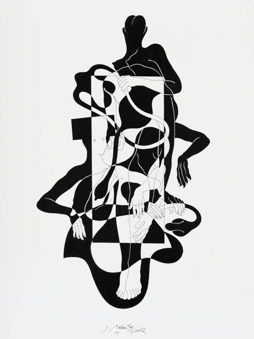 Kreuz & Queer III M, 2021-2023. Ink on laid paper, 76 x 57 cm