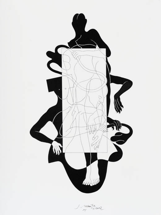 Kreuz & Queer III M, 2021-2023. Tinta sobre papel verjurado, 76 x 57 cm